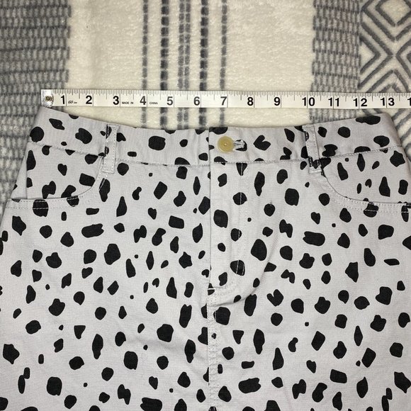 NWT ATM Animal Print Spotted Mini Carpenter Skirt Cotton Grey Black Spots 0 - Picture 3 of 13